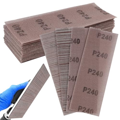 25 Pièces 70 x 198 mm Feuille pour Poncer, Grille de Ponçage, Filet de Ponçage, Filet pour Ponçeuse à Main, Grains 240, pour Murs, Bois et Peintures (240)