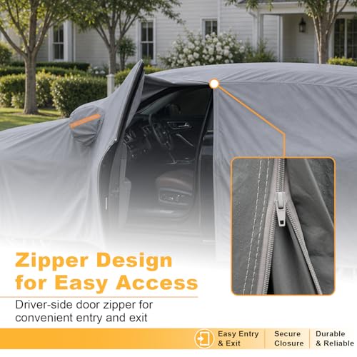 Image of GUNHYI Premium Car Cover Custom Fit Subaru Ascent, 16 Layers Heavy Duty Car Cover Waterproof All Weather with Zipper Door for Sun Rain Snow Dust Uv Protection