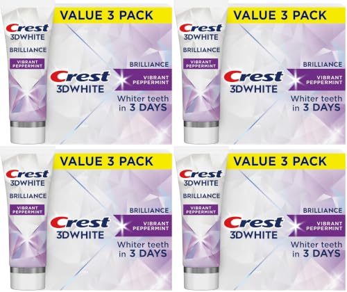 Image of Crest 3D White Teeth Whitening Toothpaste for Adults, 4.6oz, Stain Remover, Cavity Protection Fluoride Toothpaste, Strengthens Enamel, Faster Whitening, Brightens Teeth, Travel Size (Pack of 12)