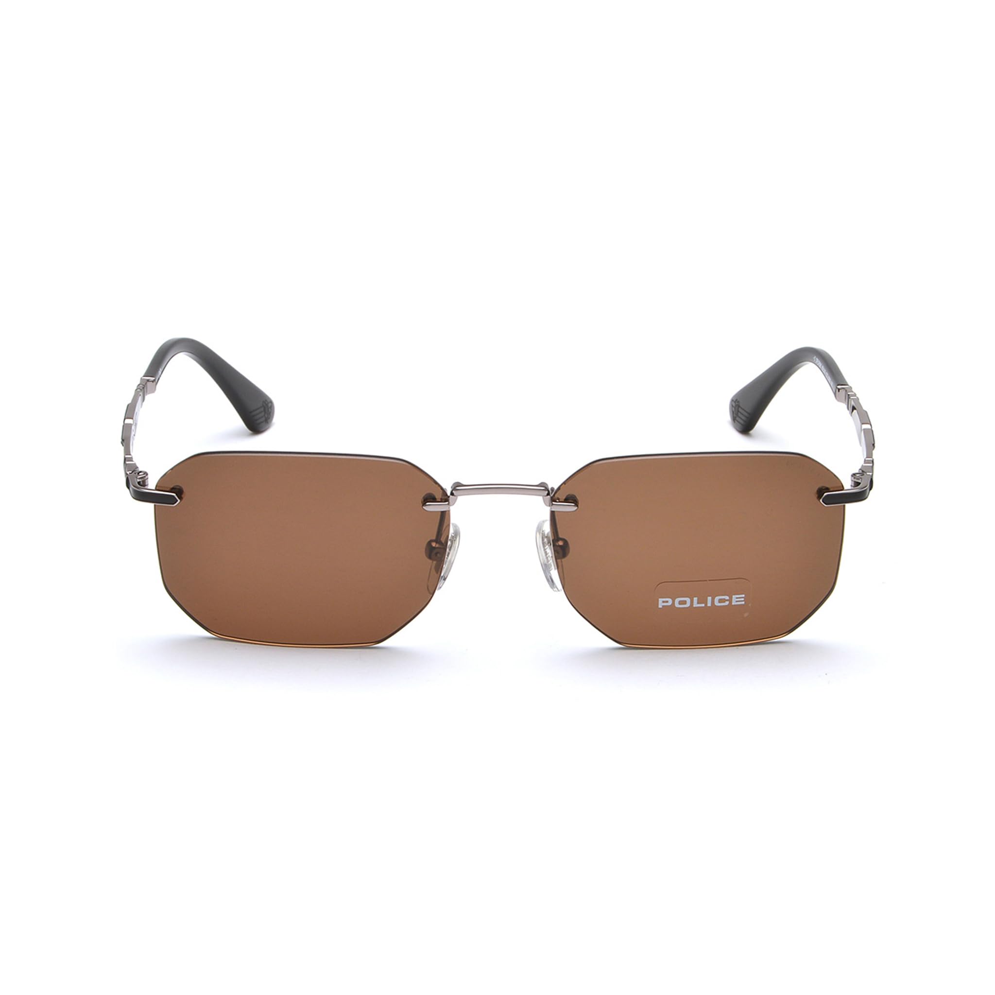 Eyewear | Solid Brown Lens Square Sunglass | Rim Less | Shiny Gun Frame With 100% U.V. Protection | Men Sunglasses | Small Size | Splf69K55508Sg-image-28