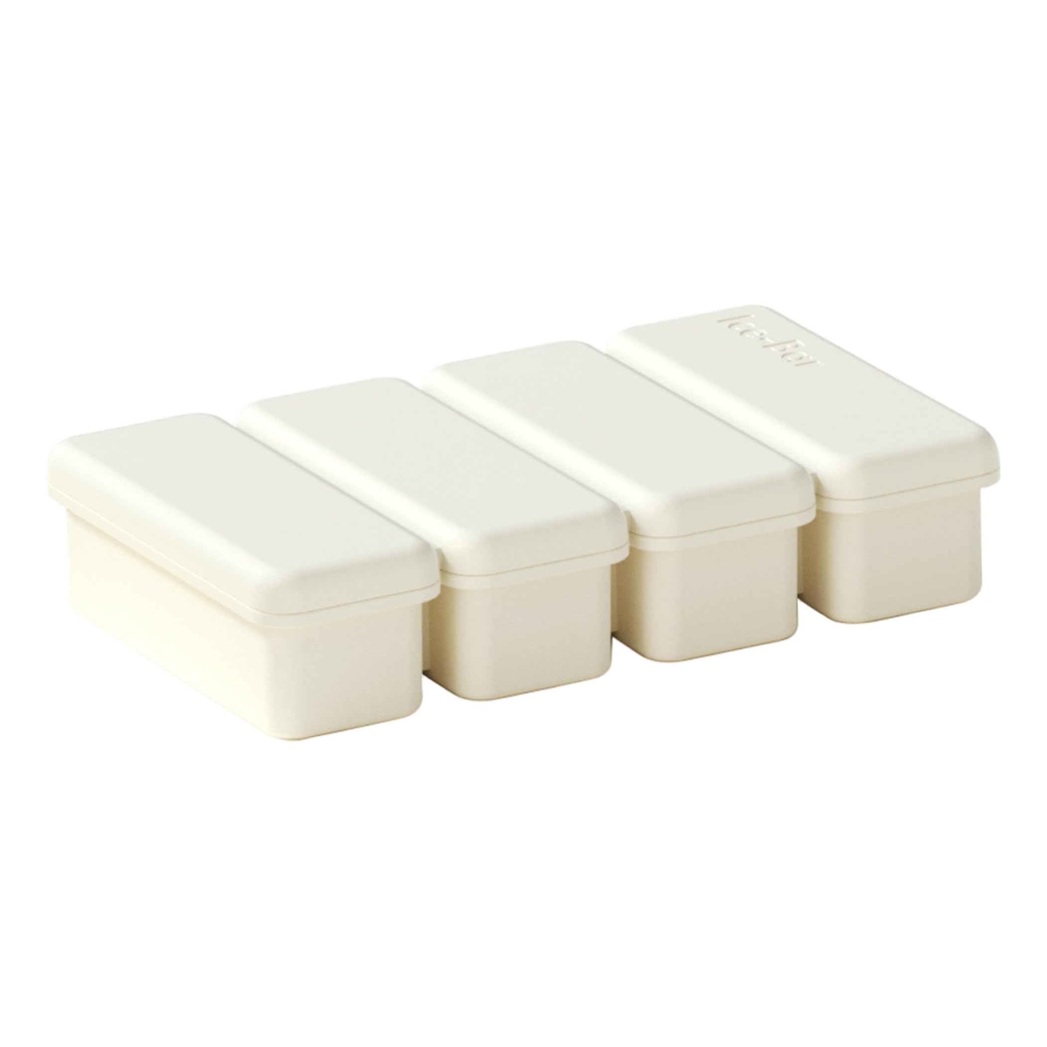 Nukinp Freezer Cubes, 4-compartment Silicone Freezer Molds, Reusable Large Ice Cube Molds, Slow-melting, White, 3.54×1.18inch
