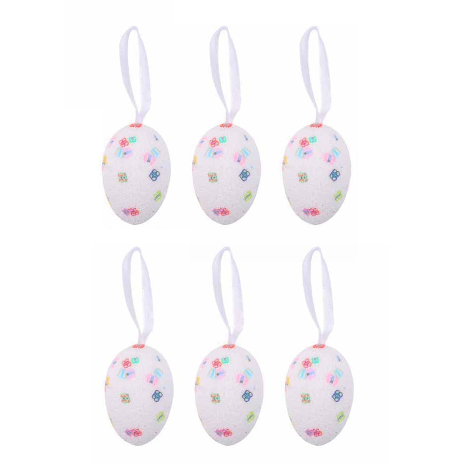 Kalttoy 6Pcs Colorful Foam Eggs Hanging Eggs Ornament Christmas Tree Decoration for Basket Fillers and Home Party Decoration Ornament