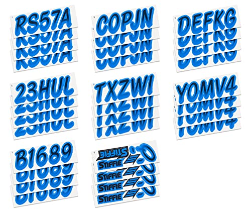 Image of STIFFIE Whipline Black /Octane 3 inch Boat & PWC Registration Decals • Numbers Letters Stickers