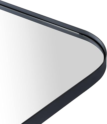 Miniatura 7 de Botiquín de baño empotrado en arco negro mate con espejo de acero inoxidable con marco de metal rectangular con espejo de 16 x 28.3 pulgadas