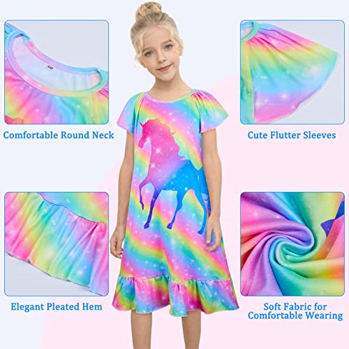 MHJY Girl and Doll Matching Nightgowns Princess Pajamas Flutter Sleeve Night Dresses for Girls and 18" Dolls Clothes3