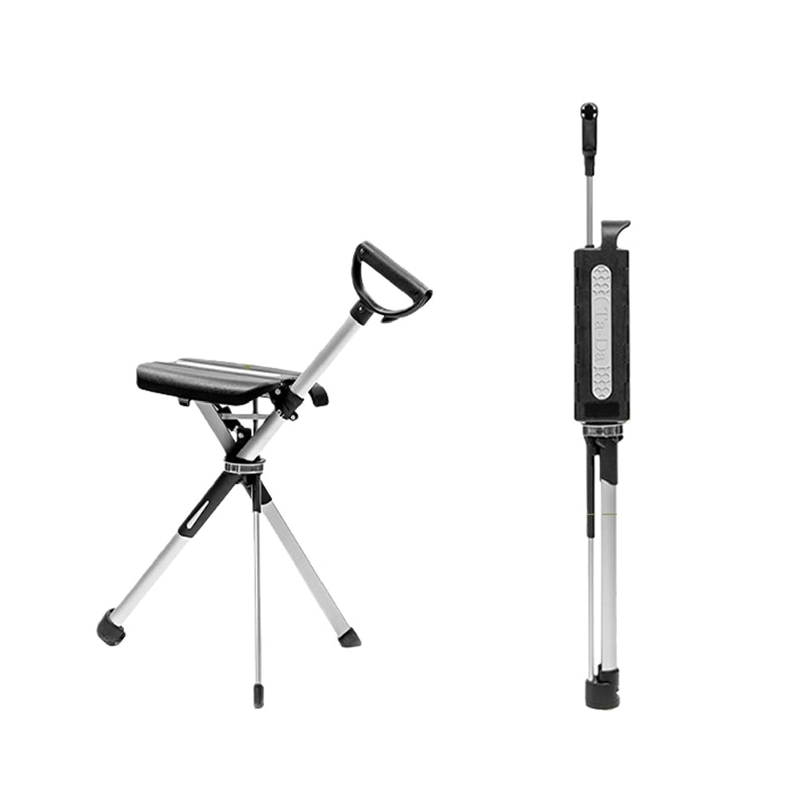 Bastón Plegable Ligero De 3 Patas Con Base De Goma Antideslizante Para Viajes Y Senderismo,Con Capacidad De 110 Kg Black,L