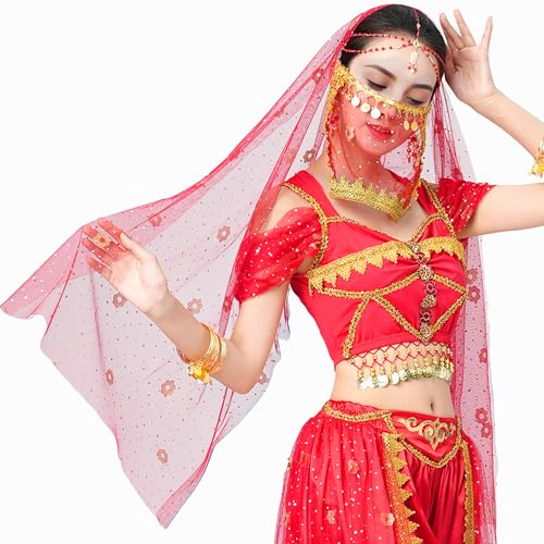 Wuchieal Women's Belly Dance Tribal Face Veil With Halloween Costume Accessory Cosplay Veil3