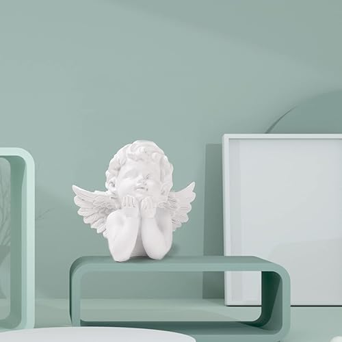 Miniatura 7 de BRABUD Estatua de ángulo blanco de resina estatua de querubín rezando interior al aire libre hogar jardín alas ángel decoración figura colección 4.9