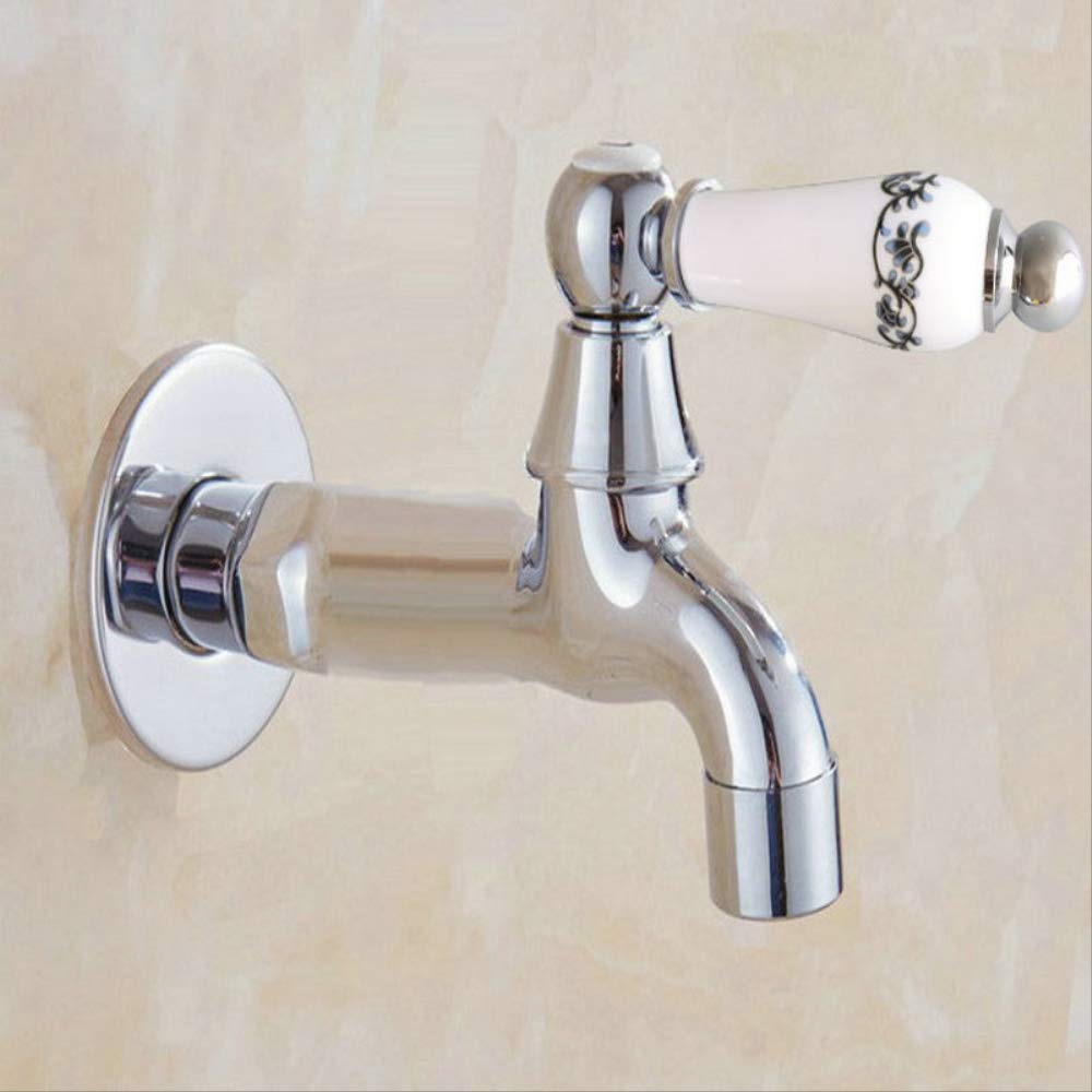 ZYCHSJXA Polished Chrome Wall Mounted Garden Washing Machine Water Tap Faucet Brass Mop Pool Sink C