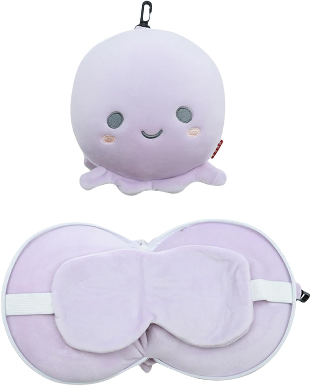 2-In-1 Travel Pillow with Eye Mask – Cute Animal Style Multi-Purpose Pillow Set, Folding Soft Mini Pillow Eye Mask for Office, Plane, Train or Car (Octopus)