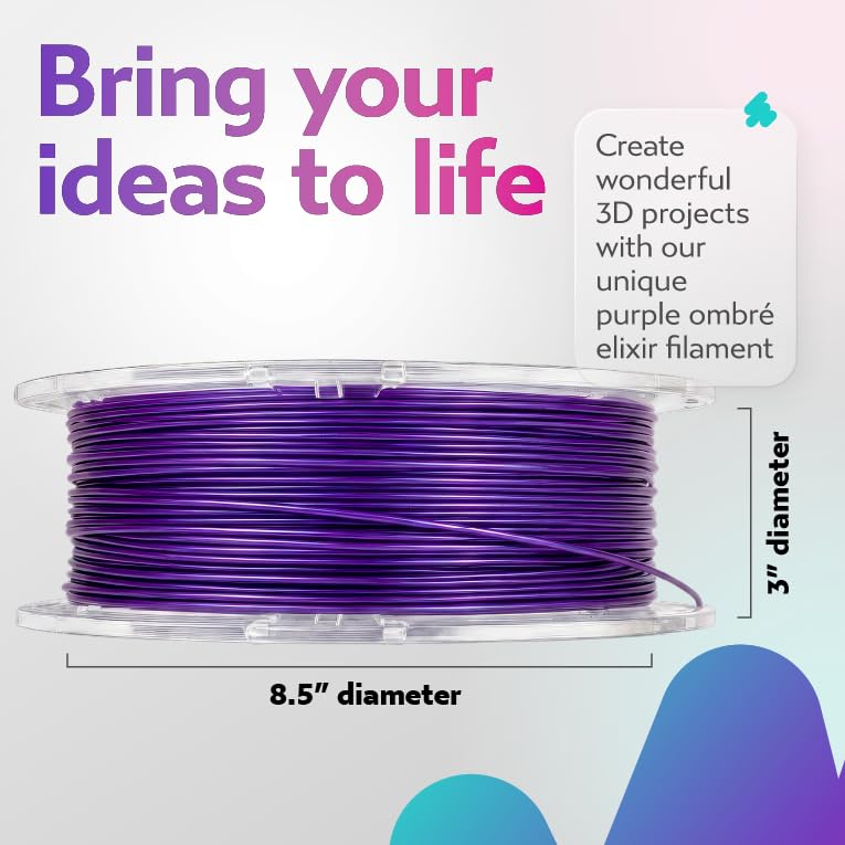 Image of Cookiecad PLA Filament Iridescent Rainbow, Purple Ombre Elixir, 1.75mm 1kg