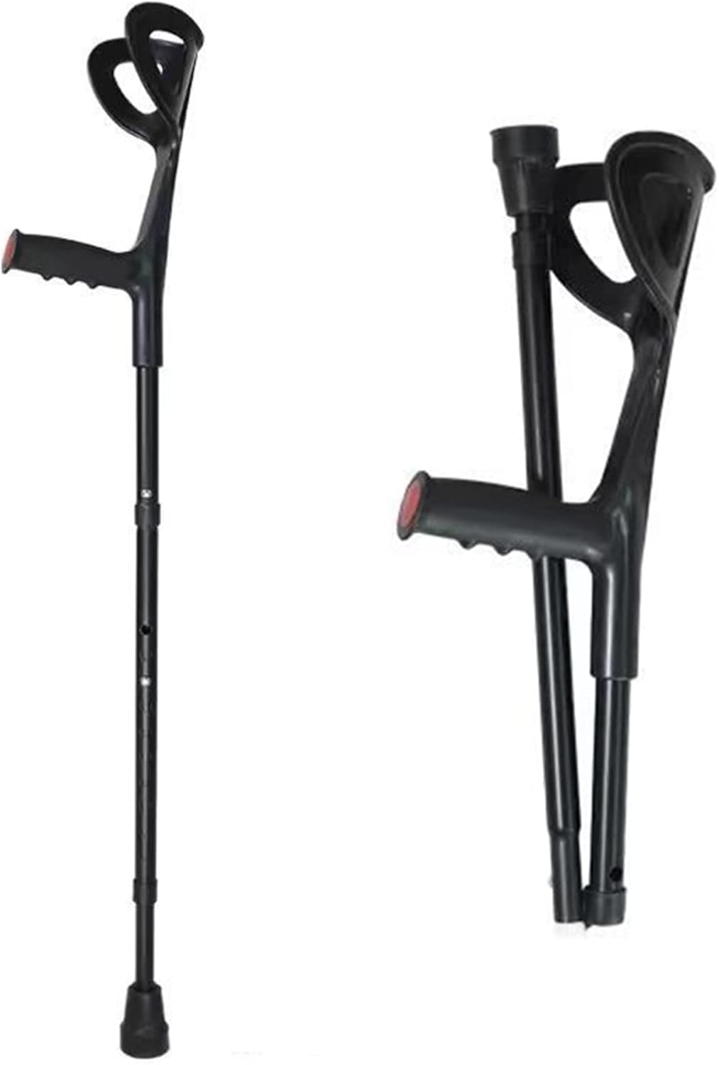 Muletas Plegables para Adultos para Viajes, muletas de antebrazo livianas de Aluminio, muletas de Brazo de Altura Ajustable, adecuadas para una Altura de 140-190 cm/4' 5''-6' 2'',Negro,1 Uni