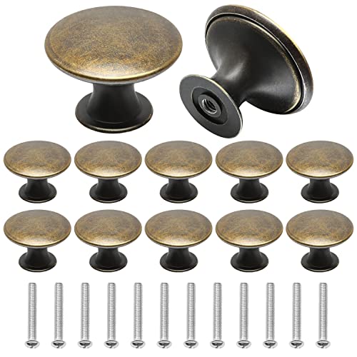 Lot de 12 Boutons de Meuble Bronze, Bouton de Porte Vintage pour Placard, Poignee de Meuble avec Vis pour Cuisine, Armoire, Placard