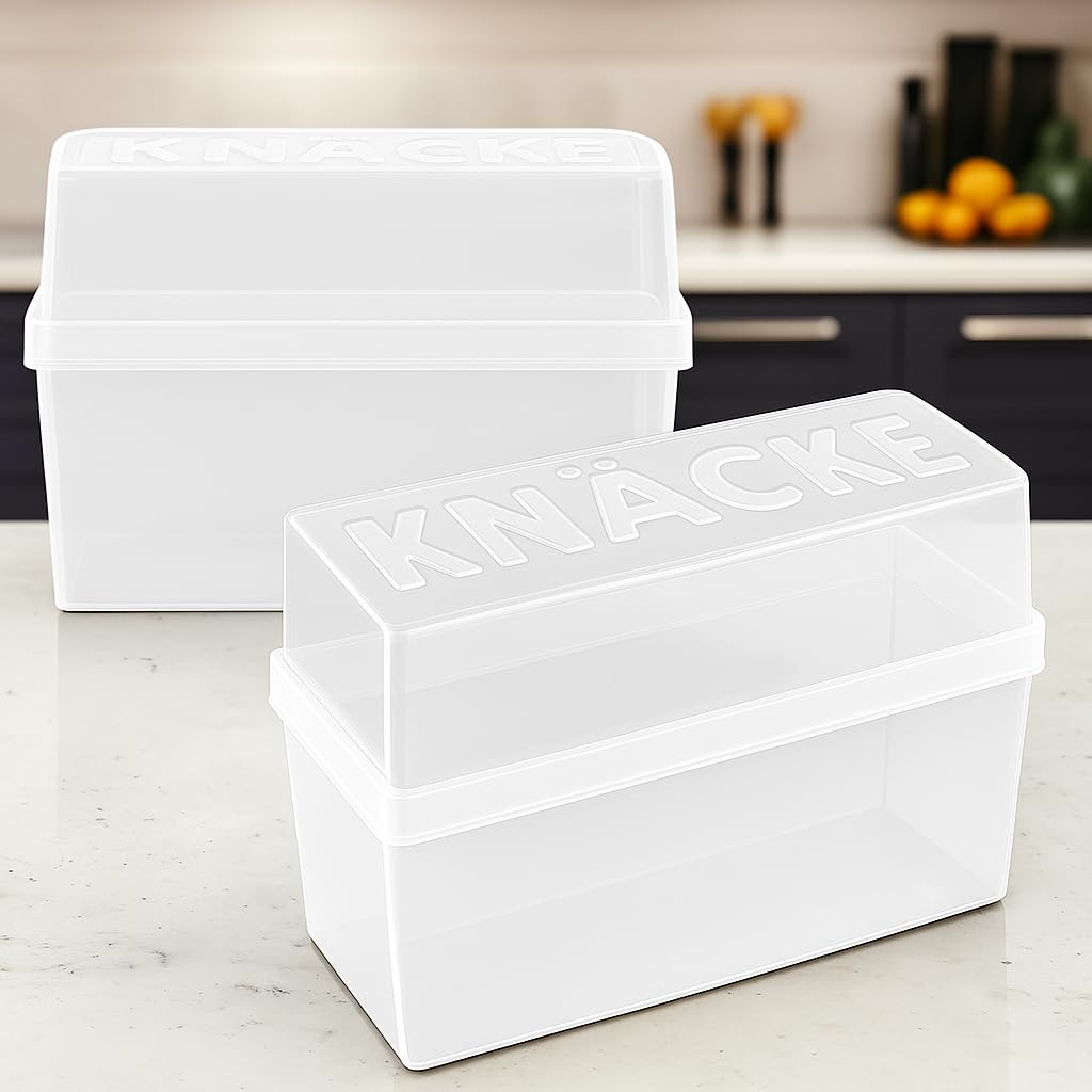 contenitore per pane croccante con coperchio - Brotbox - ermetico - scatola per la conservazione - Trasparente/bianco (2 pezzi - mix)