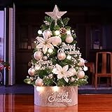H·Aimee 60cm Mini-Weihnachtsbaum,Künstlicher Kleiner Tisch-Weihnachtsbaum,mit LED-Lichterketten & Christbaumschmuck,Weihnachtsdekoration für Zuhause und Büro