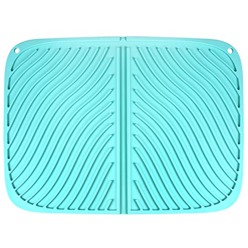 Zenbo Dish Drying Mats for Kitchen 16 x 18 Inch Kitchen Water Filter Mats Silicone Light Blue