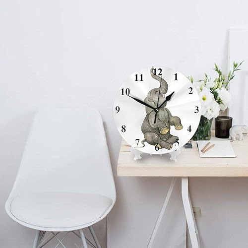 Miniatura 4 de HGOD DESIGNS Reloj de pared redondo de elefante, acuarela lindo animal africano, arte de elefante, reloj de pared redondo silencioso, decorativo de