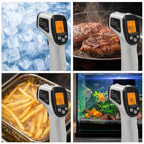 Image of Infrared Thermometer Gun, Digital Laser Temperature Gun -58F to 1022F, Adjustable Emissivity, LCD Backlight, MAX /MIN Display, Non-Contact Thermometer for Pizza Oven, BBQ, HVAC, Griddle
