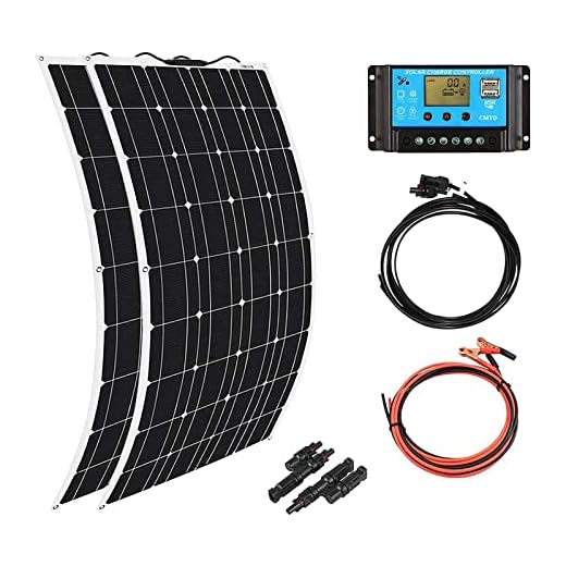 thickvalley Panel Solar Flexible De 300W 18V, 30° Flexible, 2 Paneles Solares Monocristalino Semiflexibles De 150W con Controlador De Carga De 40A, para Caravana, Barco, Cabina, Furgoneta, Coche