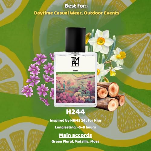 Image of TMPerfumehouse H244 EDP for Men | Fresh, Green & Long Lasting Perfume Spray | Aromatic, Floral & Softspicy Fragrance | Luxury Gift for Him | TMPH | 50ml