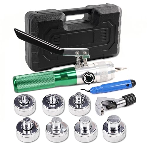 Growlush Hydraulic Tube Expander Tool Kit Compact HVAC Swaging Tool for Copper Pipe 3/8 to 1-1/8 OD with Tube Cutter and Deburring Tool Professional Air Conditioning Pipe Expansion Kit