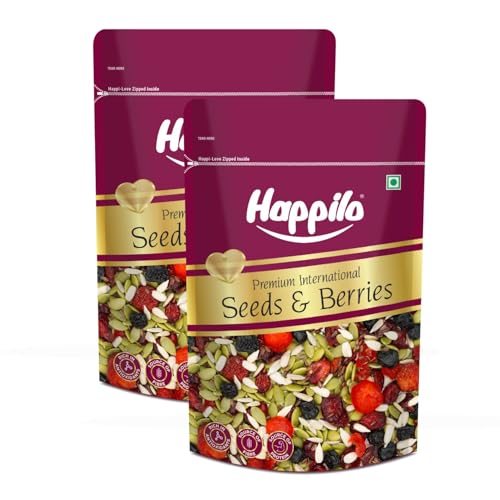 Image of Happilo Premium International Seeds & Berries Mix 200 g (Pack of 2) | Contains Healthy Seeds & Dried Berries | Low in Calories, High in Nutrients | Morning Snack
