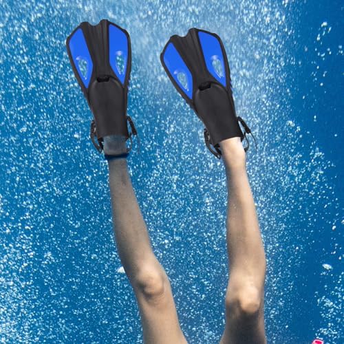 Aletas de buceo para mujer de goma en azul con escarpines ajustables 5