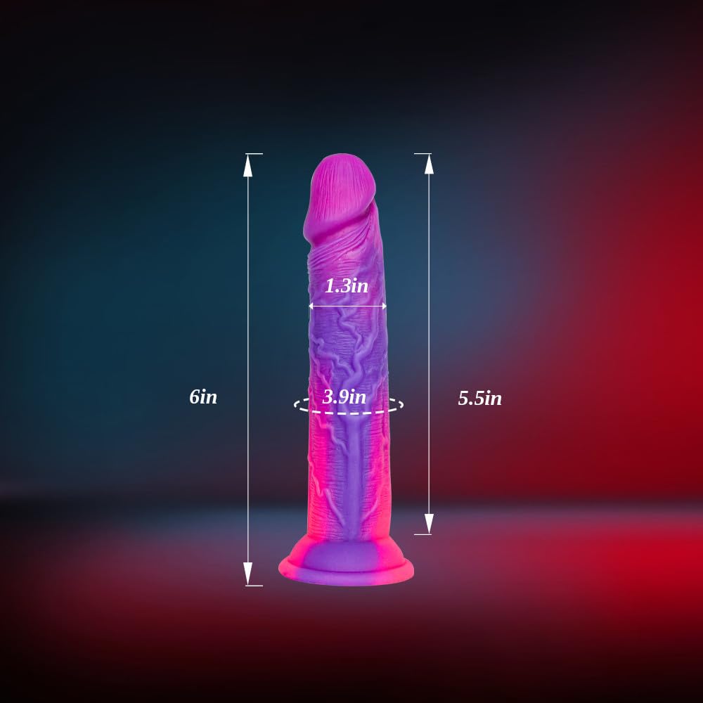 6 Inch Ultra Small Thin Dildo for Beginner Women Men, 5.5‘’ Cute Realistic Slim Dildo with Powerful Suction Cup, Purple Pink G-Spot Dildo Adult Penis Sex Toy for Vaginal and Anal Training Couples Gay