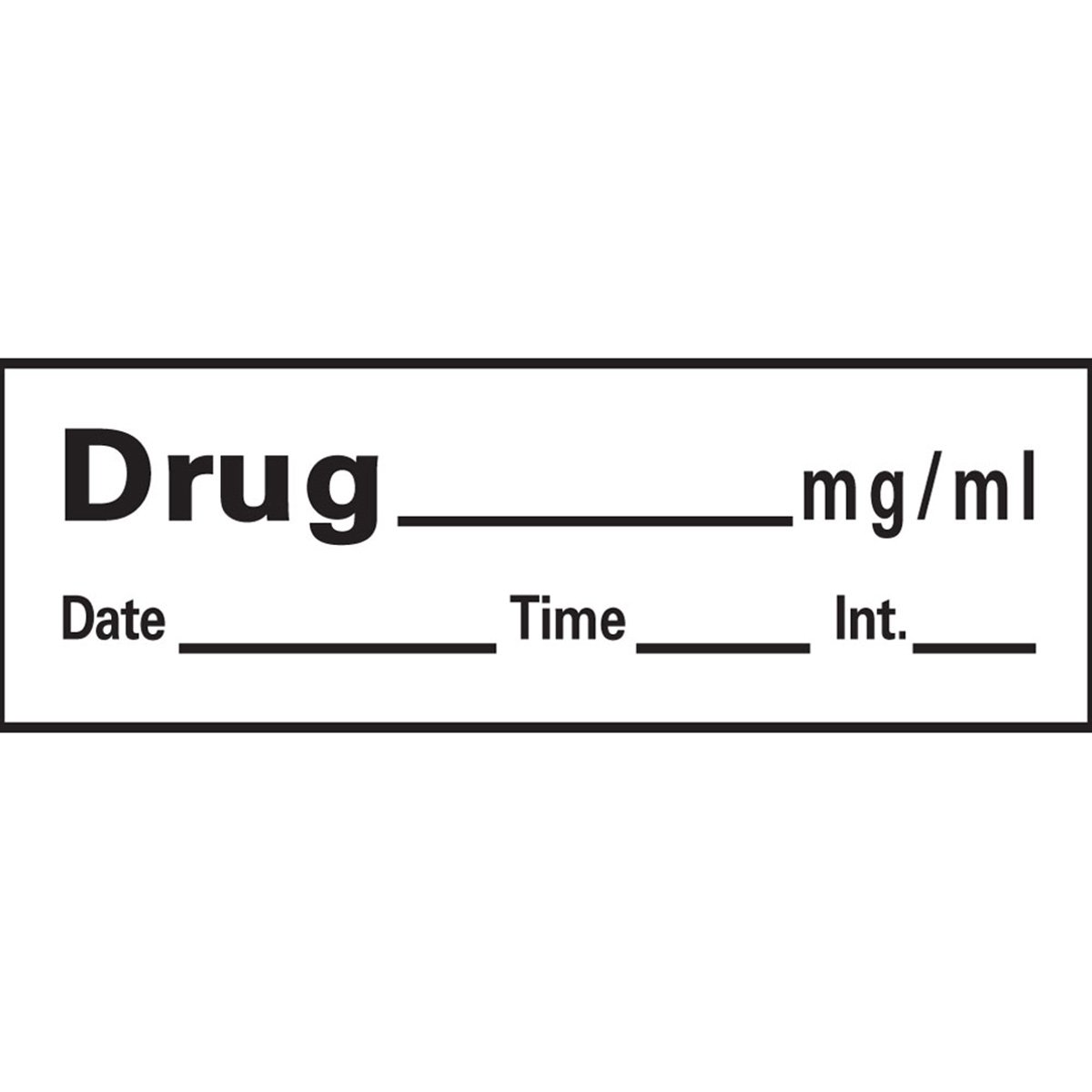 AN-14 "Drug mg/mL" Removable Anesthesia Tape with Date, Time and Initial, 1" Core, 1/2" Width, 500" Length, White