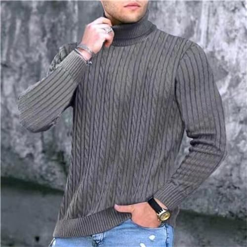 Mens Turtleneck Sweater Casual Slim Fit Cable Knitted Pullover Long Sleeve Lightweight Ribbed Knitted Thermal Sweaters2