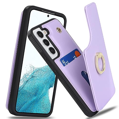 Image of for Samsung Galaxy S23 Case with Card Holder,Galaxy S23 Case Wallet for Women,Credit Card Holder,Ring Stand,Phone Wallet Cases 6.1 inch(Purple)