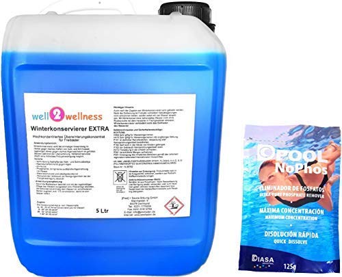 Well2wellness Pool Frost Protection Winter Agent Extra 5,0 L + Antiphosphat Nophos 125g