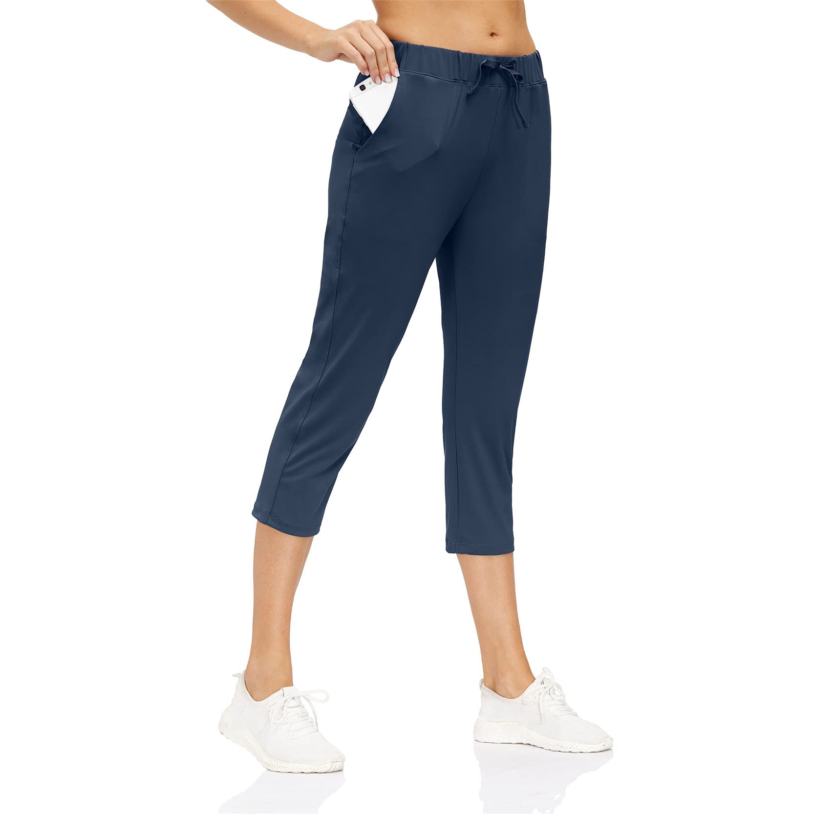 Leggins Mujer Fitness Mallas Deportivo Pilates, Mujeres Pinky Capri Leggings con bolsillos, 3/4 longitud con cordón Pantalones de yoga Pantalones de ejercicio Correr Pantalones casuales Aptitud Medias