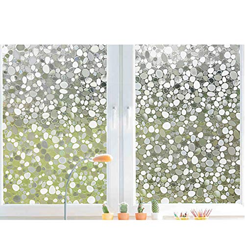 Queenbox Semi-Transparent 3D Pebble Window Film, Glass Film Static Cling Glass Film No Glue Anti-Uv Window Sticker Non Adhesive For Office Meeting Room Bathroom Living Room, 22.8" X 39.3" #TOP26