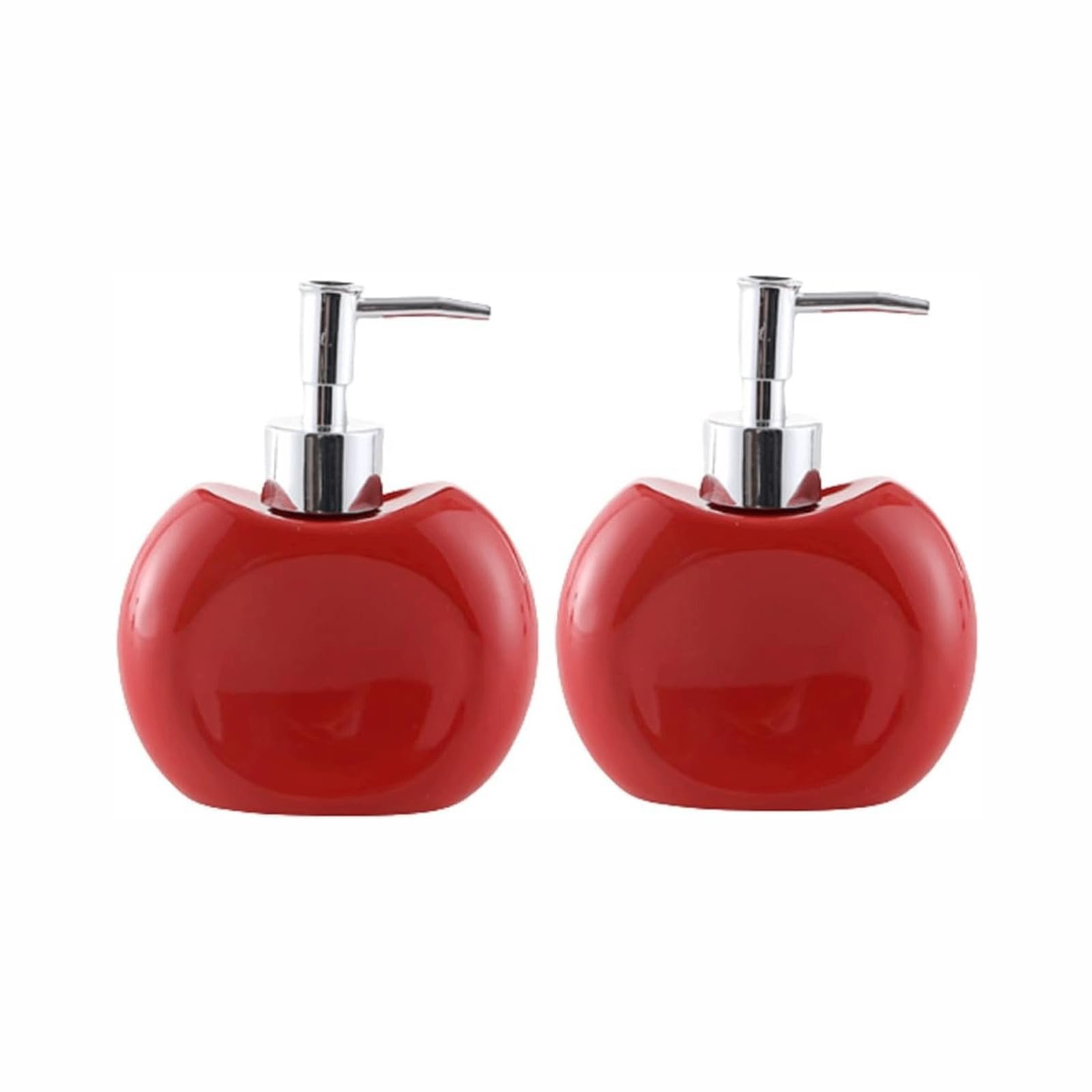 KEXYOAN Soap Dispenser Ceramic Liquid Dispensers with Silver Pump Lotion for Bathroom New Home Essentials(Red-2)