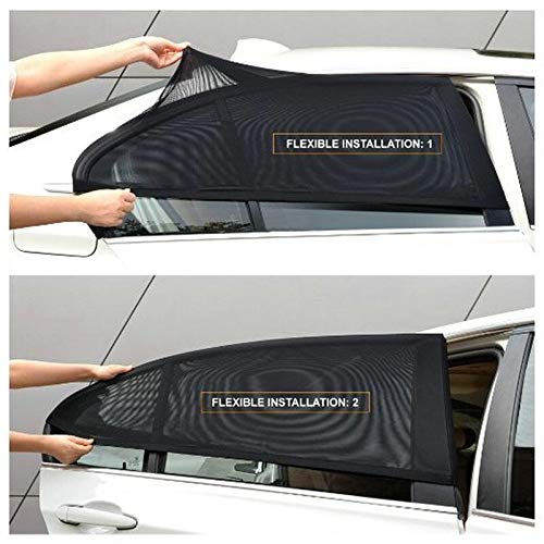 WSH-WENZHANG, 2PCS Auto Car Vehicle Window Mesh Shield Sunshade Visor Net Mosquito Repellent UV Protection Anti Mosquito Window Covers