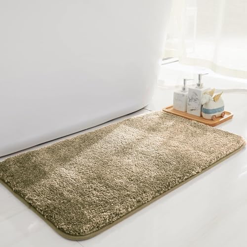 Image of Flooring India Co Newman Rectangular Bath Mat 2500 GSM Super Soft Microfiber Anti Skid Slip Water Absorbent Bathroom Mats for Bedroom, Home, Door (45x75 cm, Gold, Anti Gold)
