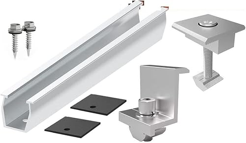 Miniatura 2 de SHENGANG Solar Panel Mount Bracket Rails, Clamp Fastening Module Mount Mounting PV Photovoltaic Solar Power Supplies Trapezoidal Roof (Color  8pcs