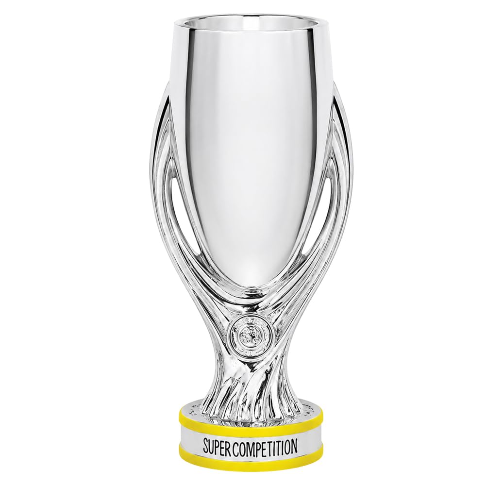 Replik des Europa Supercup Champions Pokal,Sports Sammlerstück | Harz Fußball Trophäe,Fussball League Memorabilia Deko Ausstellungsstück für Büro,Sportsbar, Zuhause, Geschenk für Fußballfans