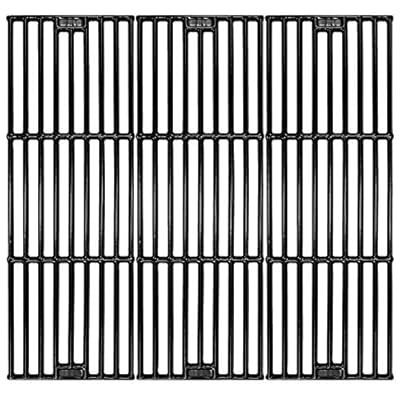 Hisencn CI65051 Universal Gas Grill Grate Matte Cast Iron Cooking Grid Replacement for Chargriller gas grill models 2121, 2123, 2222, 2828, 3001, 3030, 3725, 4000, 5050, 5252 , Set of 3