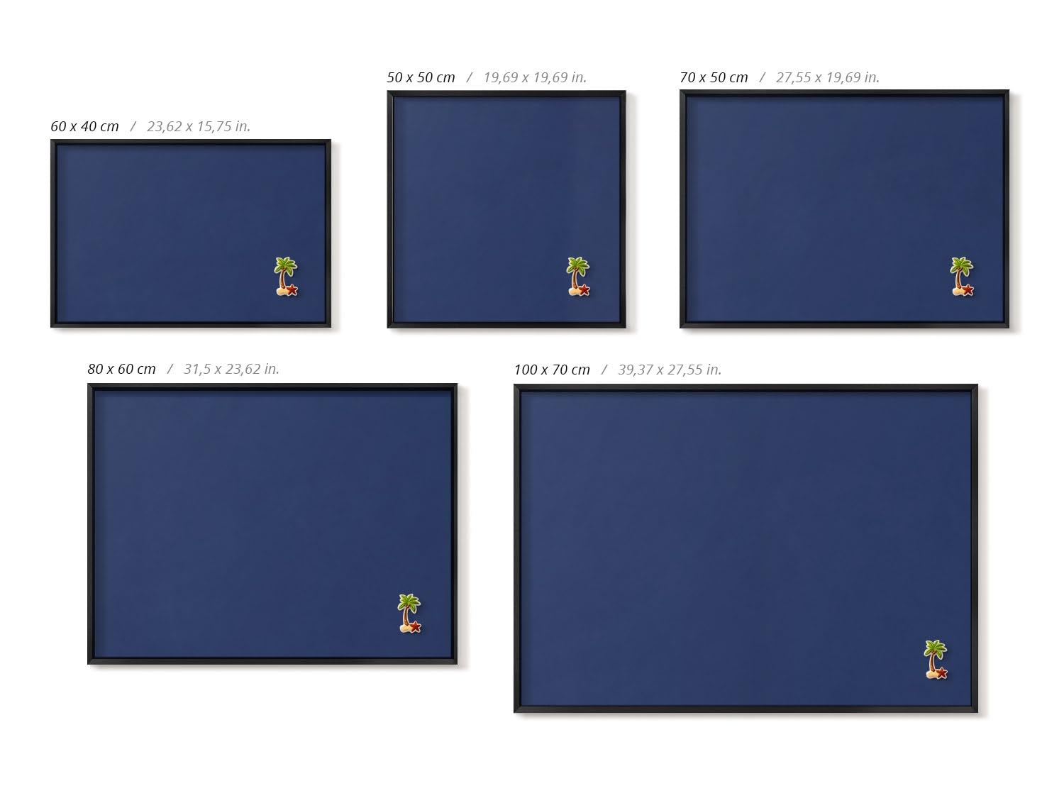 Tulup Bacheca Magnetica 50x50 cm – Design – Decorazione da Parete – – Accessorio d’Arredo per Interni – Scrivania Creativa – Mood Board –Marineblaue Farbe