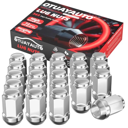 Image of OTUAYAUTO 1 /2-20 Lug Nuts - Replacement for Jeep Wrangler, Liberty, Grand Cherokee, Cherokee, Dodge Ram 1500, Nitro, Ford Explorer, Cone Seat, 19mm Hex, 23PCS Chrome Closed End Bulge Acorn Lug Nut Set