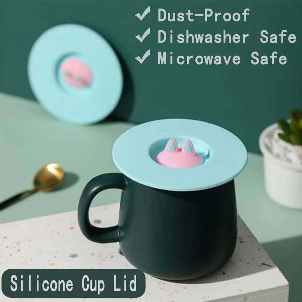 Arcemain 6 Pcs Cat Ears Silicone Cup Lids, Anti-dust Silicone Cup Covers, Creative Silicone Cup Lid for Hot and Cold Beverages 3
