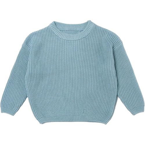 Jersey Niña Camiseta Niño Manga Larga Suéter de Punto para Niños Personalizado con Nombre Bordado suéter para niños pequeños, Ropa de Invierno, Sudadera de Punto (Light Blue, 18-24 Meses)