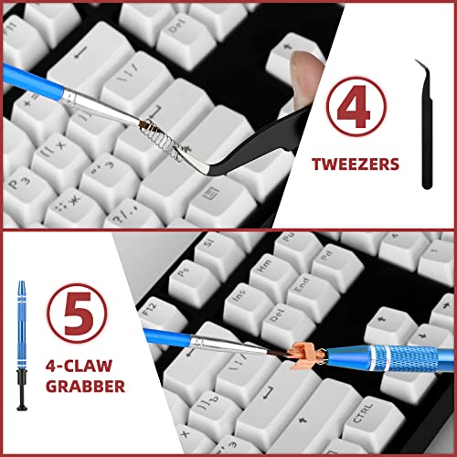 Image of RUNJRX Keyboard Lube Kit with Switch Opener,Tweezers,Keycap Puller,Switch Puller,4-Claw Grabber,Switch Lube Brush for Custom Keyboard, Keyboard Lube Tools