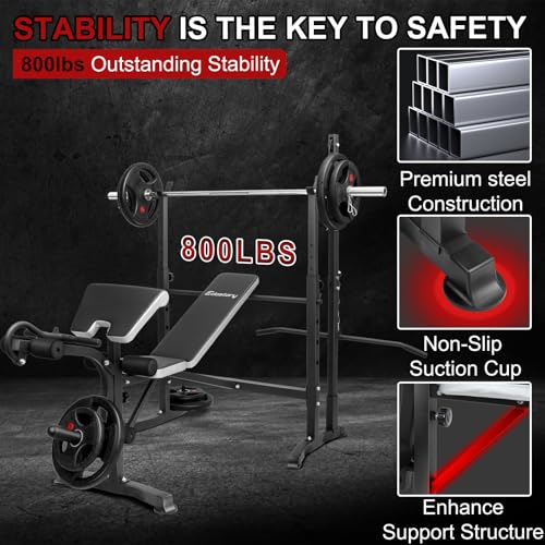 Edostory Olympic adjustable Weight Bench Set, Workout Equipment for Home Workouts, Bench Press with Preacher Curl, Leg Developer, Home Gym Full Body Workout - Image 3