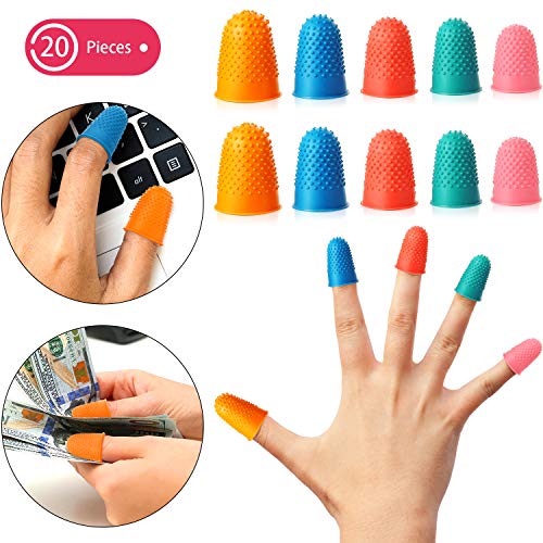 20 Pieces Rubber Fingers Tip Pads Grips for Money Counting Collating Writing Sorting