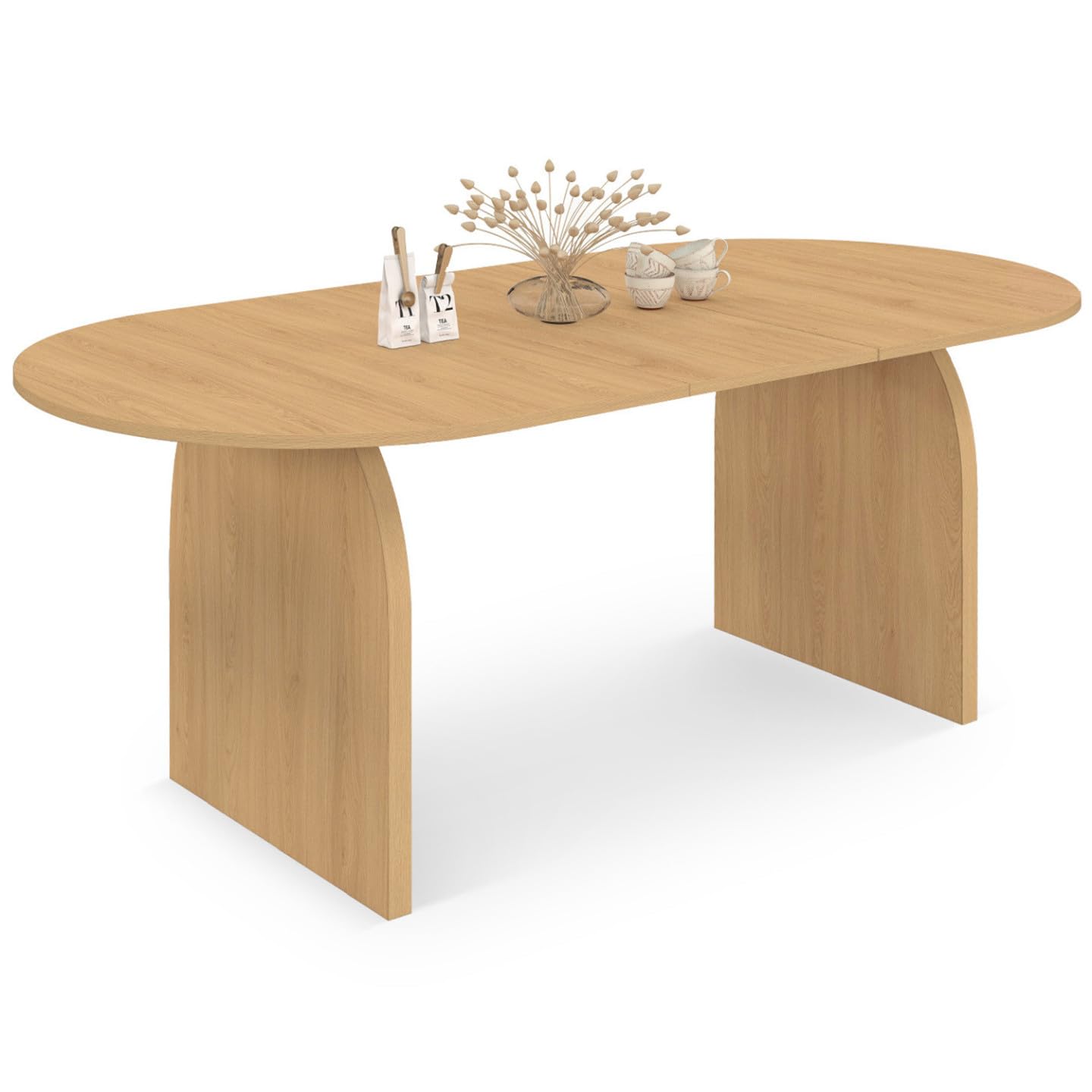 IDMarket Edith - Mesa de comedor extensible japandi oval de 6 a 10 personas de madera de haya 160 – 200 cm