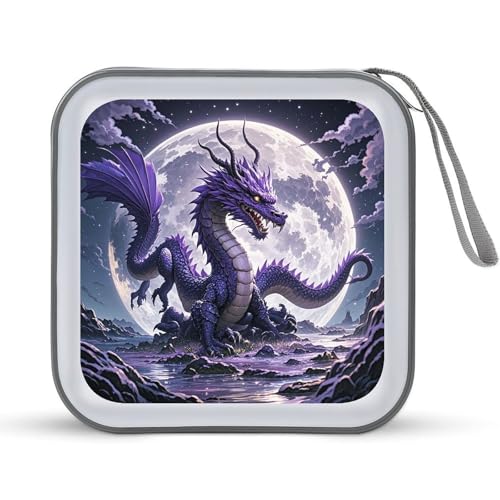 Funda para CD de dragón morado con capacidad para 40 discos y cremallera 2