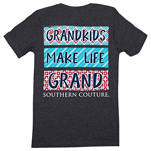 Southern Couture SC Classic Grandkids Make Life Grand Womens Classic Fit T-Shirt - Dark Heather - Grey - X-Large